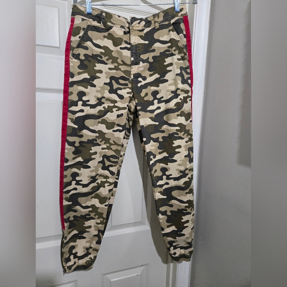 Joe's Jeans Camouflage Pants with Red Stripe